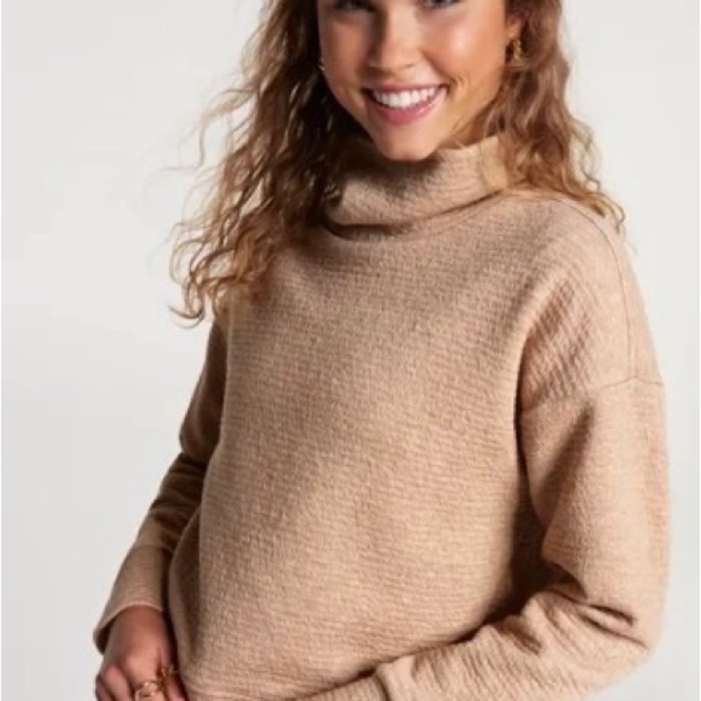 CALIA Cowl Neck Pullover Tan Women’s Medium Cozy Athleisure Sweatshirt